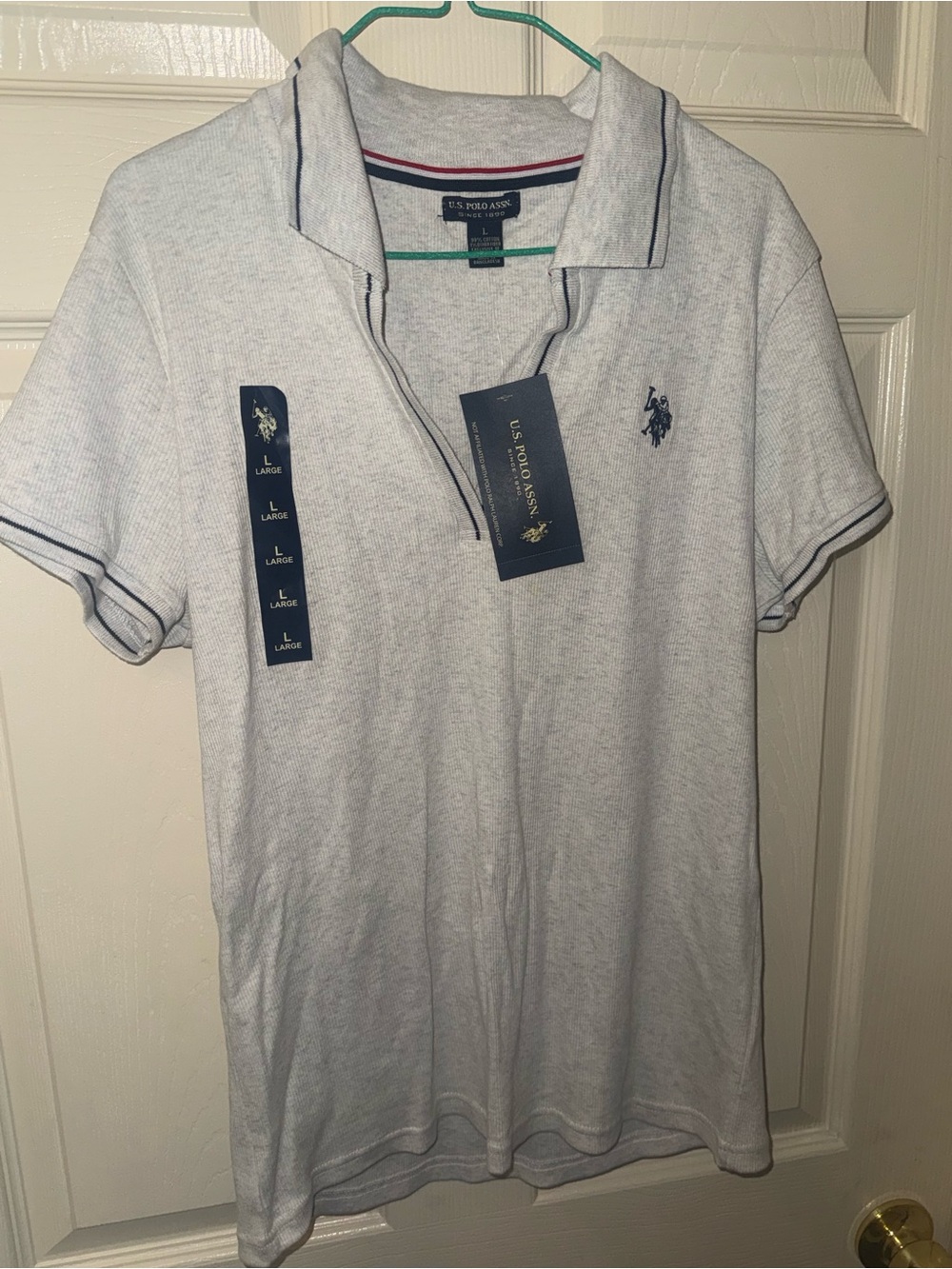 U.S. Polo Assn. Light Gray Polo with Navy Trim